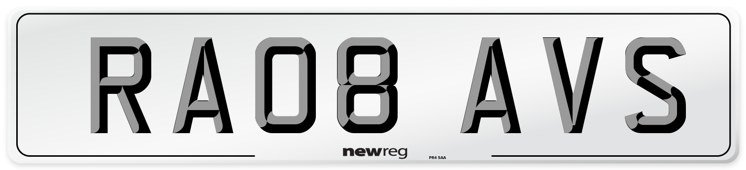 RA08 AVS Number Plate from New Reg
